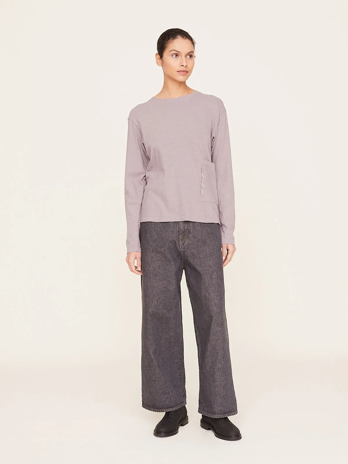 14oz Denim Port Baggy Pants in Black and Ecru
