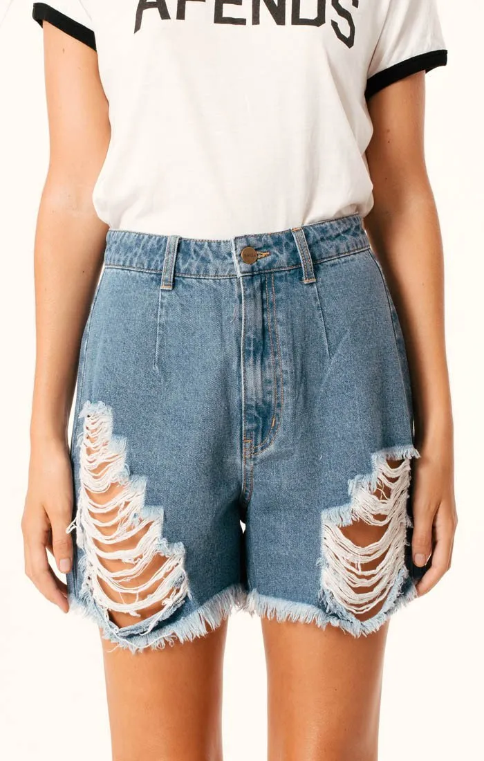 Afends Womens Beat Seventies - Denim Shorts