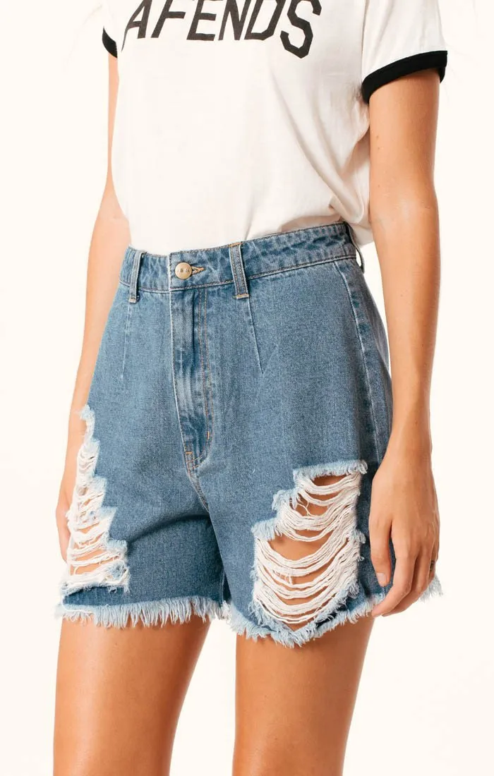 Afends Womens Beat Seventies - Denim Shorts