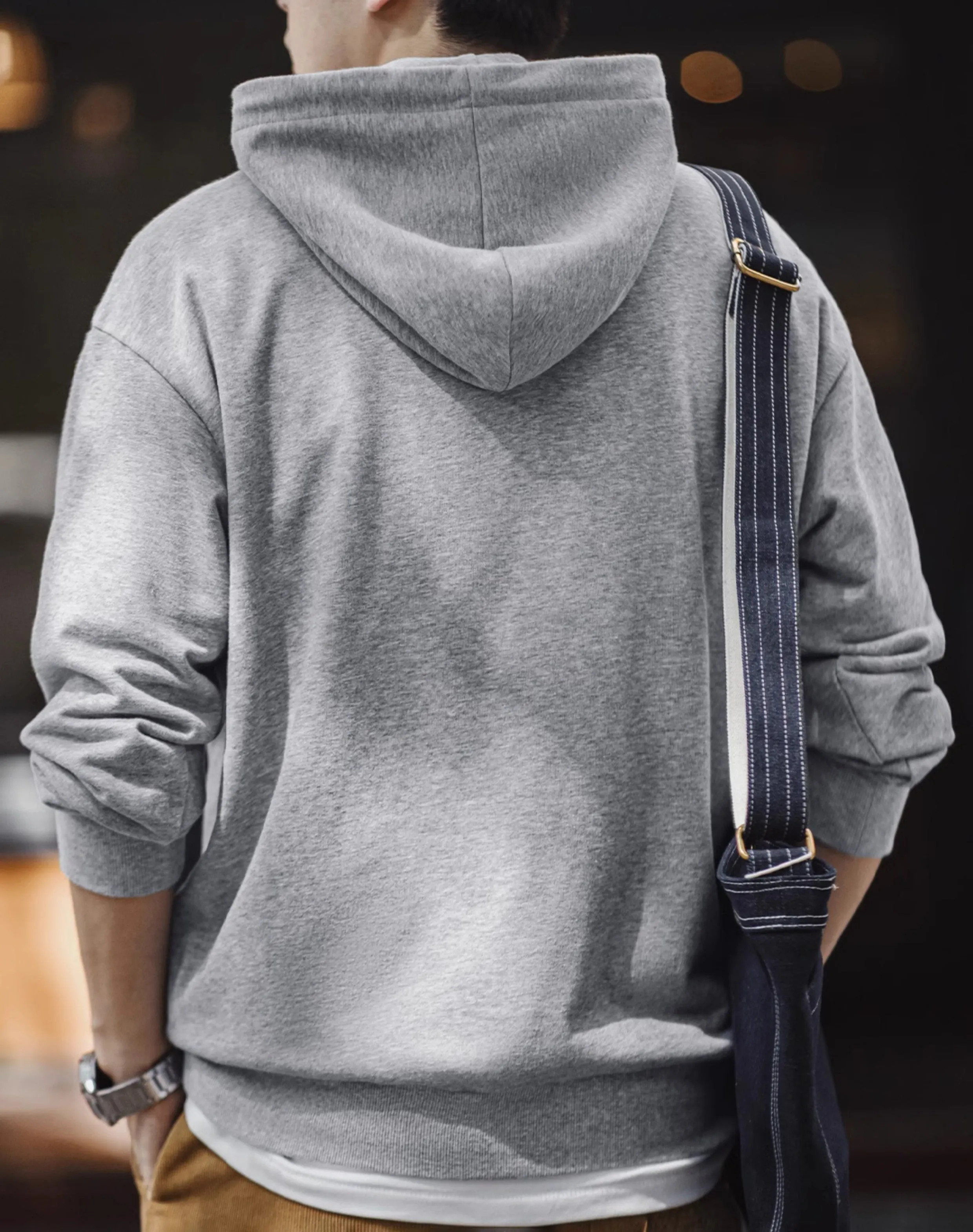 American Casual Pocket Stitching Hooded Sports Leisure Men's Sweater
