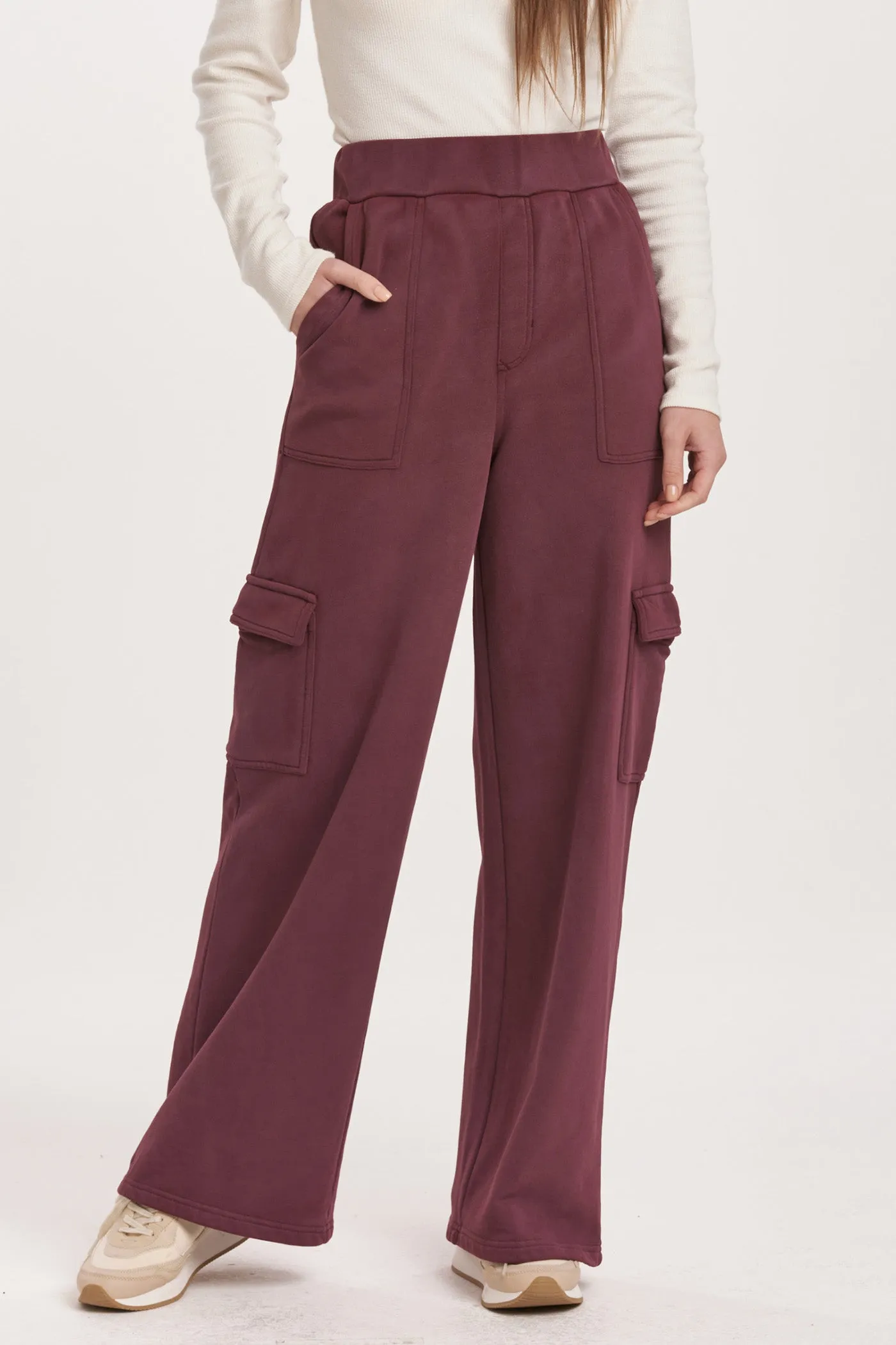 BECCA HIGH RISE CARGO PANTS PLUM BERRY