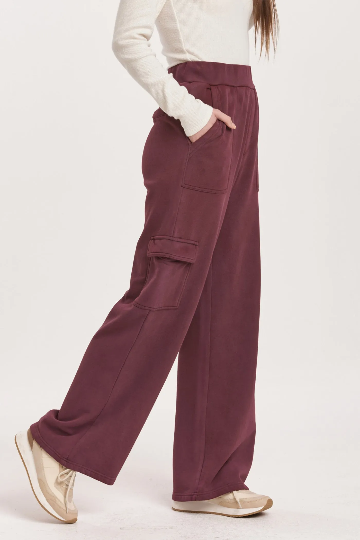 BECCA HIGH RISE CARGO PANTS PLUM BERRY