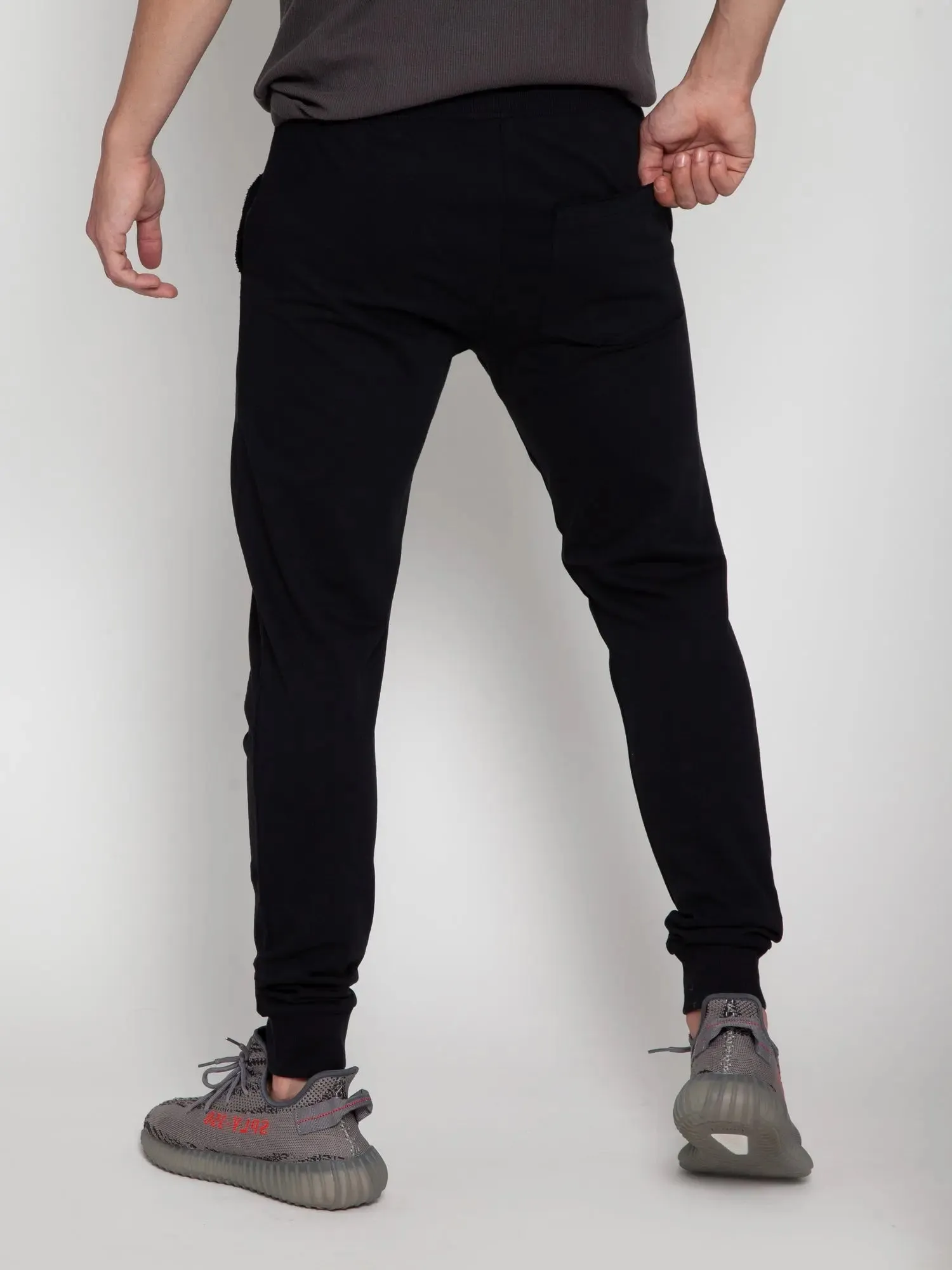 Black Tapered Zip Joggers