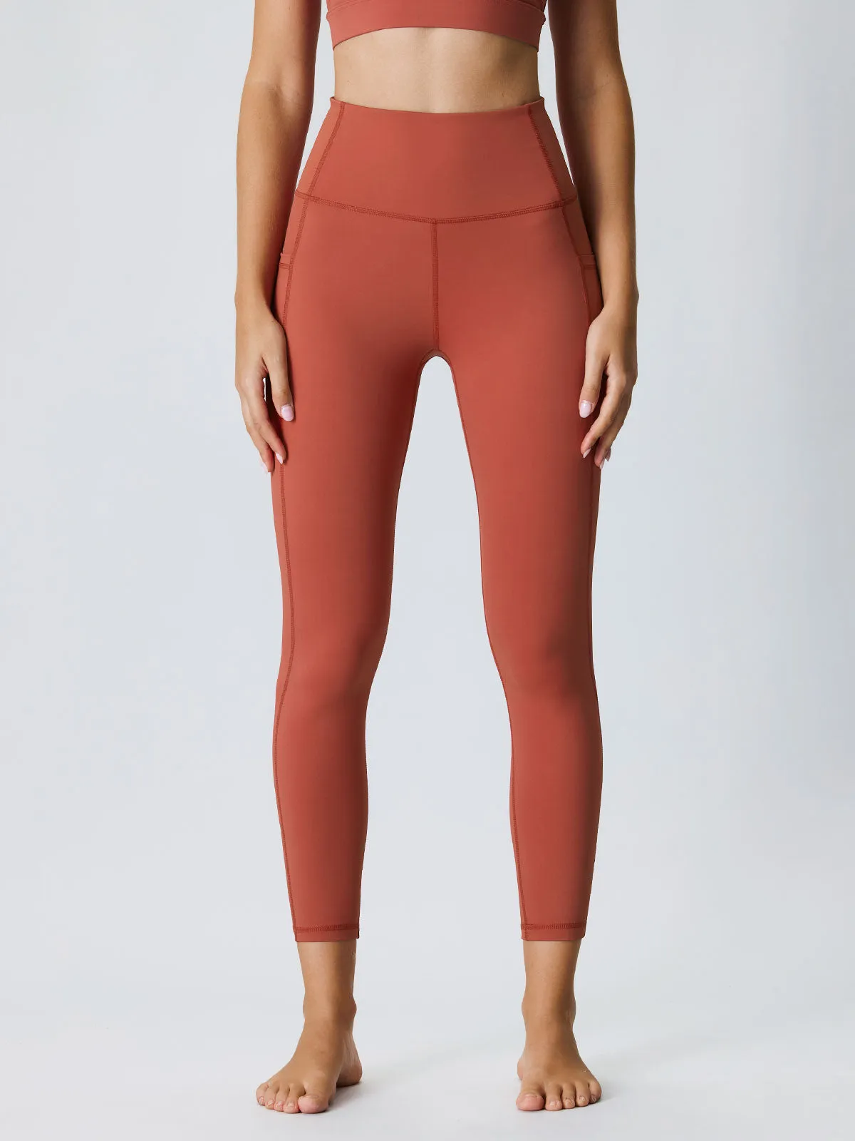 Brick Red Pocket Leggings 24”