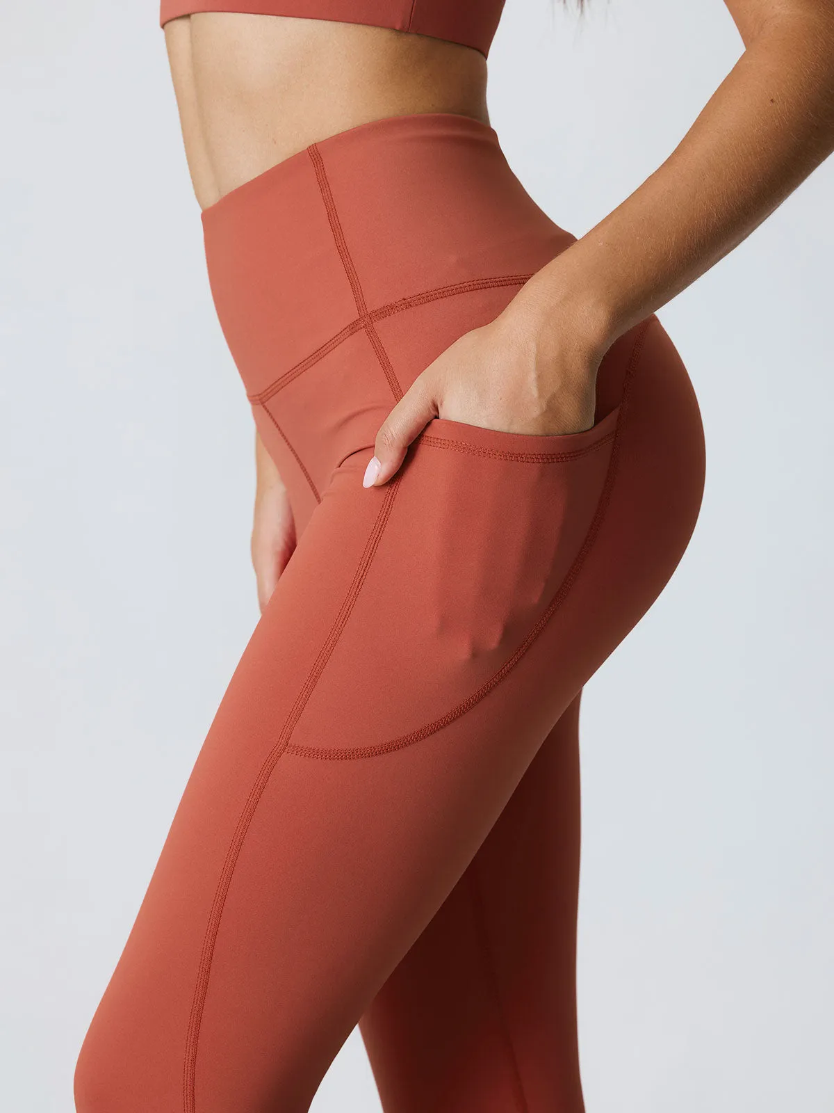 Brick Red Pocket Leggings 24”
