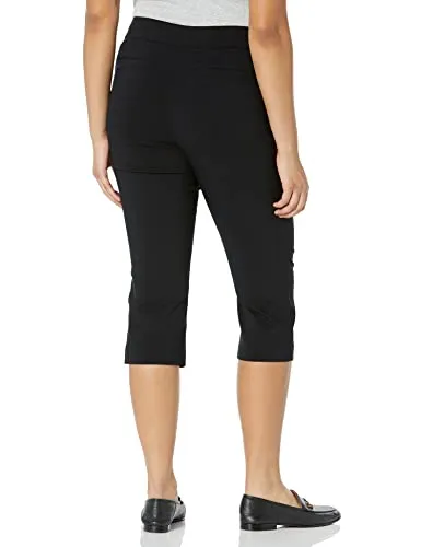Briggs New York Womens Pull on Capri Pocket Casual Pants, Black, 6 US