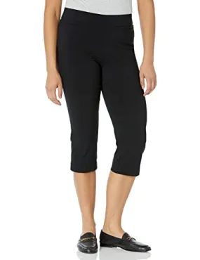 Briggs New York Womens Pull on Capri Pocket Casual Pants, Black, 6 US