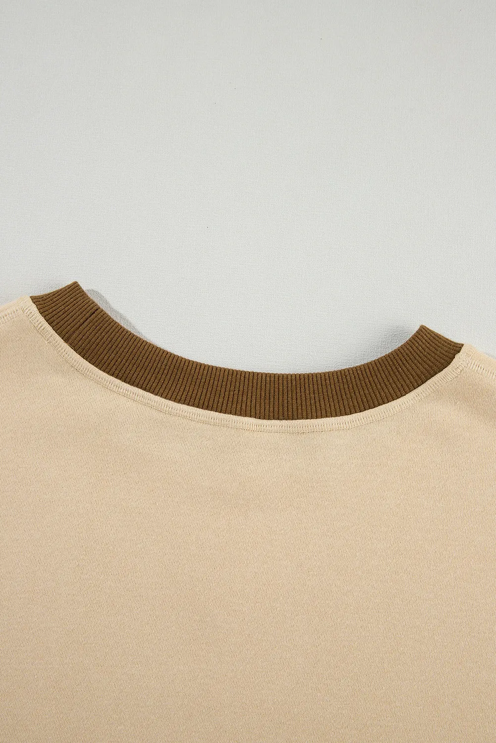 Casual Color Block Thumbhole Sleeve Drop Shoulder Sweatshirt