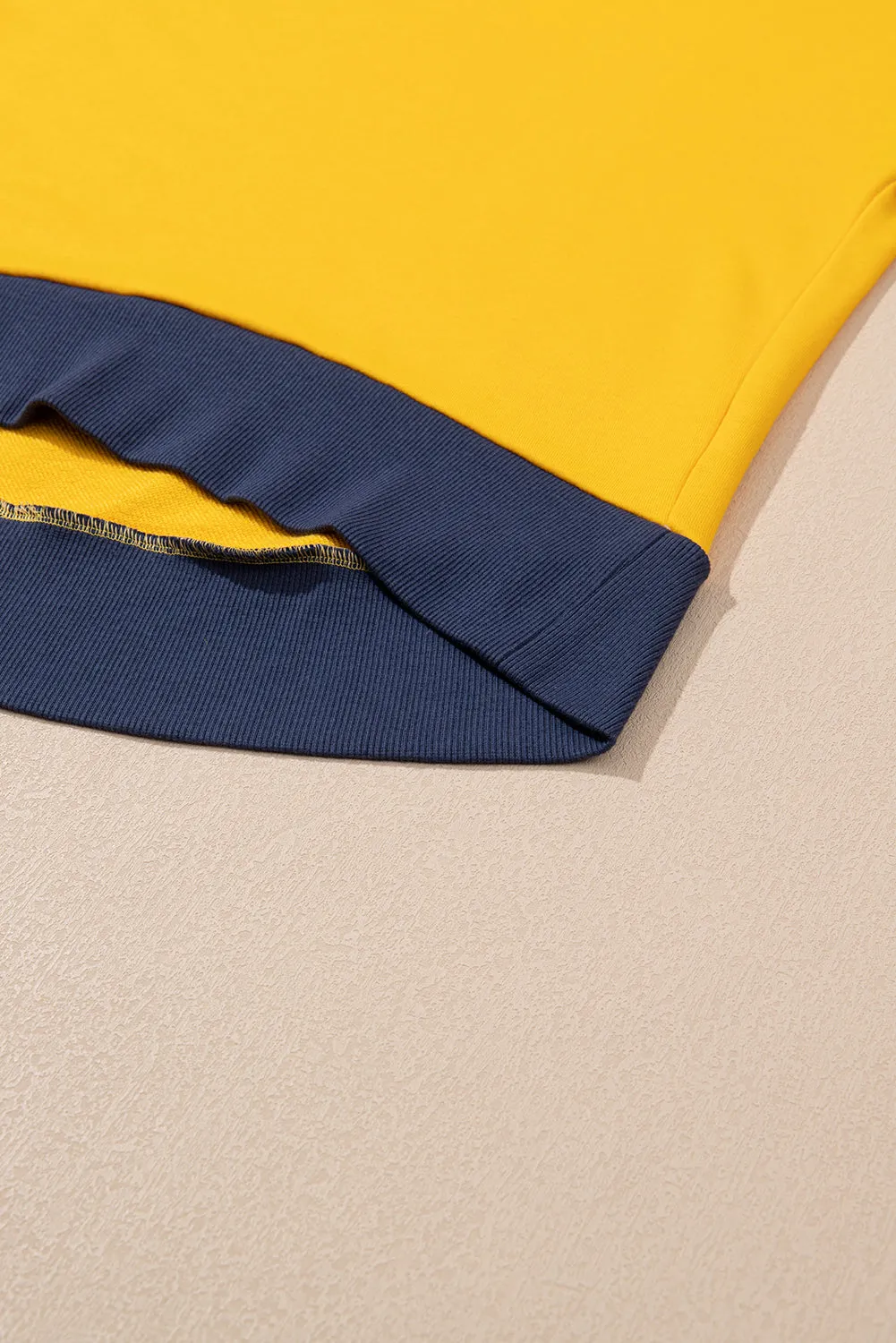 Casual Color Block Thumbhole Sleeve Drop Shoulder Sweatshirt