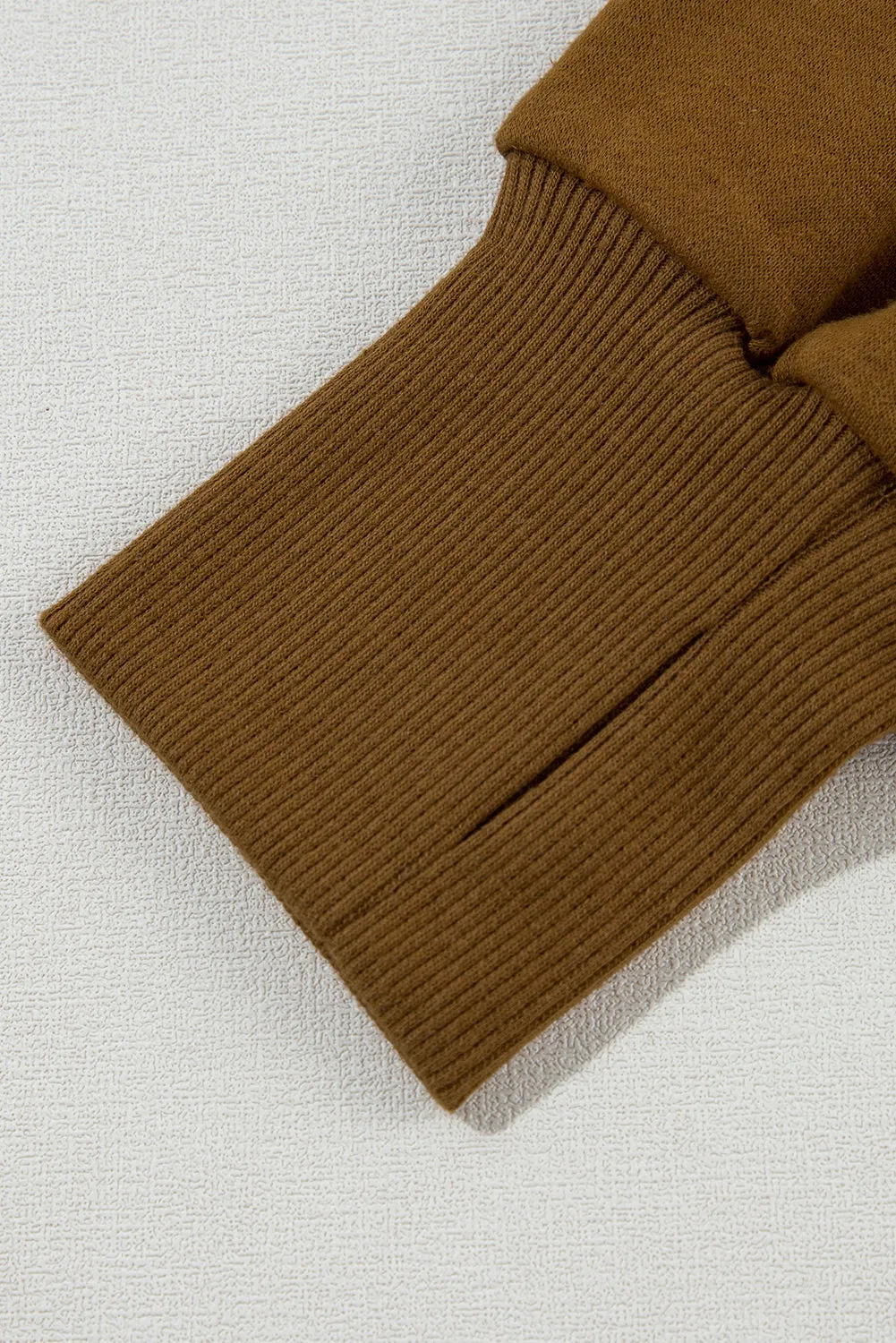 Casual Color Block Thumbhole Sleeve Drop Shoulder Sweatshirt