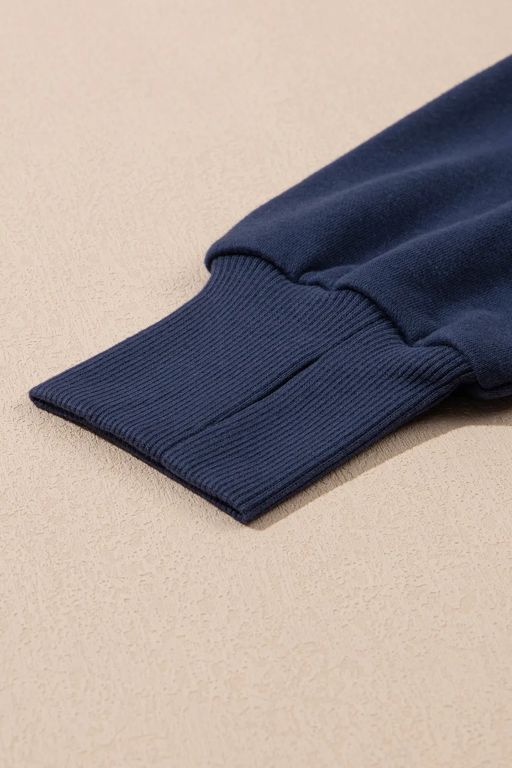 Casual Color Block Thumbhole Sleeve Drop Shoulder Sweatshirt
