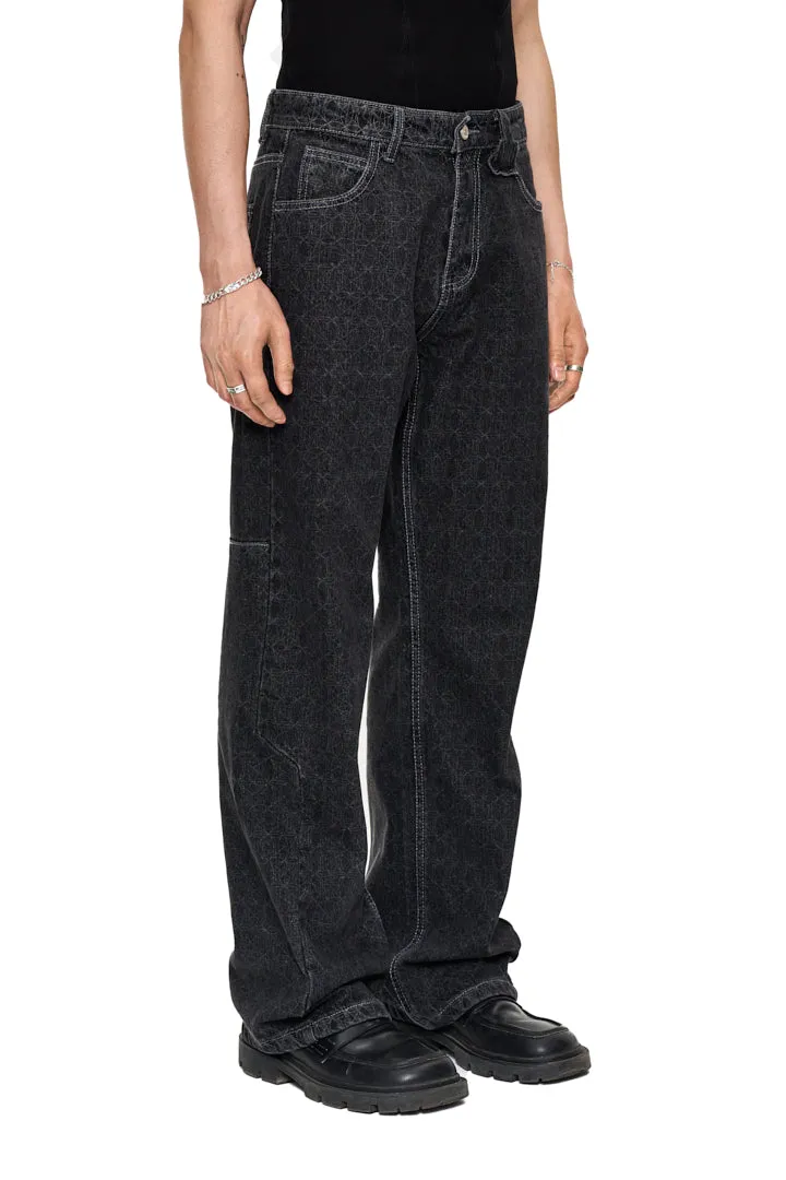CC Black Monogram Denim Pants