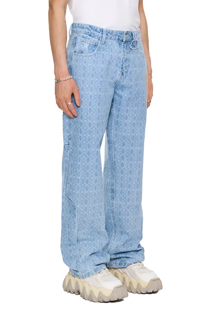 CC Blue Monogram Denim Pants