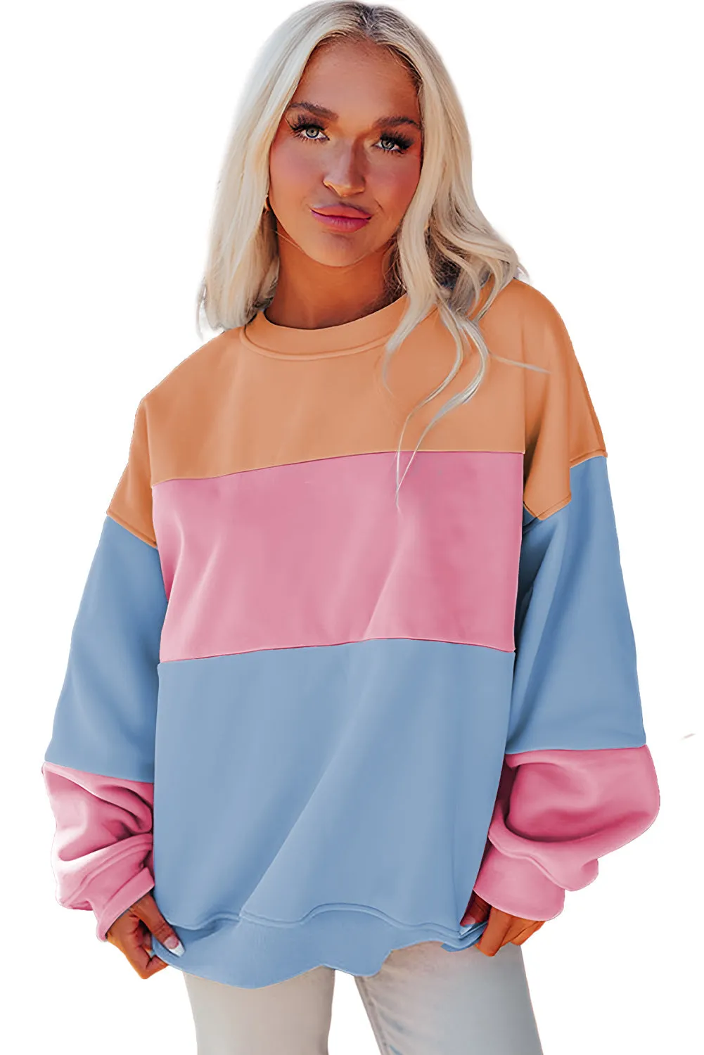 Colorblock Patchwork Drop Shoulder Sweatshirt