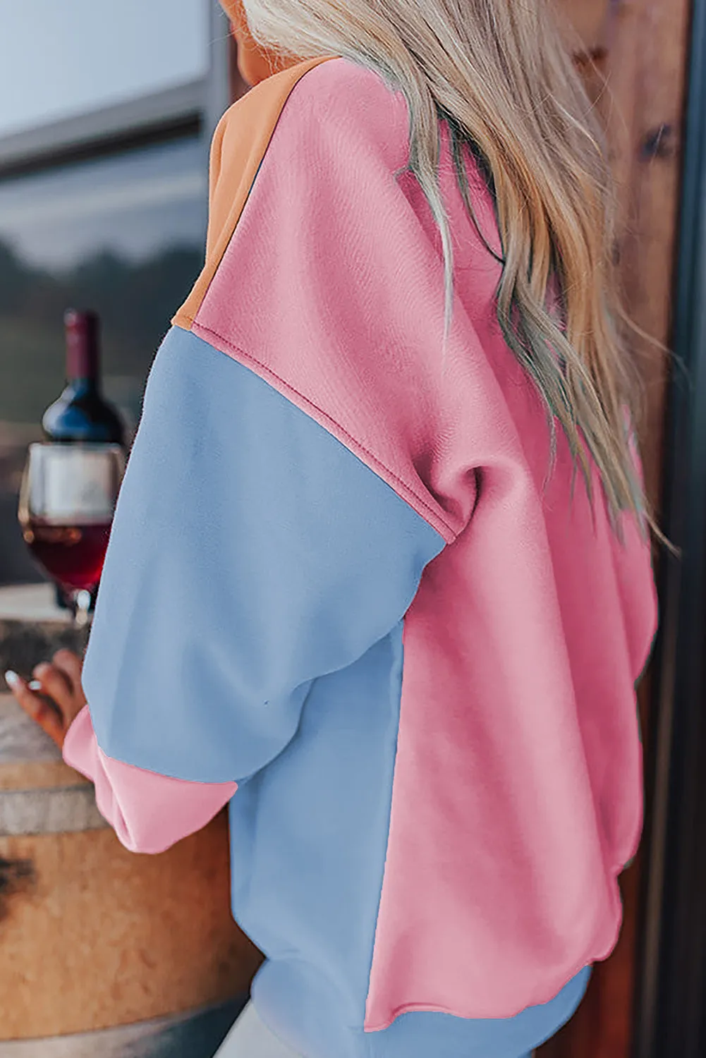 Colorblock Patchwork Drop Shoulder Sweatshirt