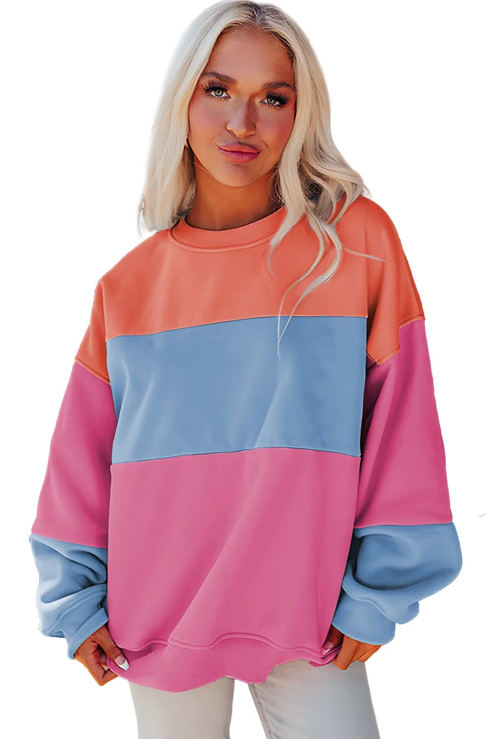 Colorblock Patchwork Drop Shoulder Sweatshirt