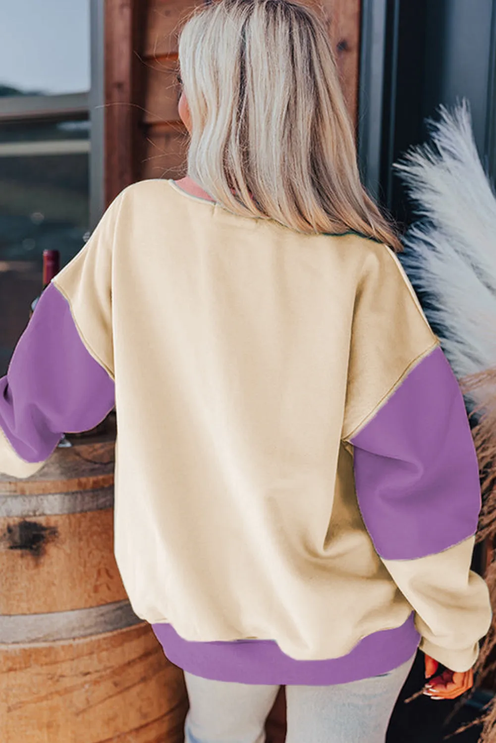 Colorblock Patchwork Drop Shoulder Sweatshirt