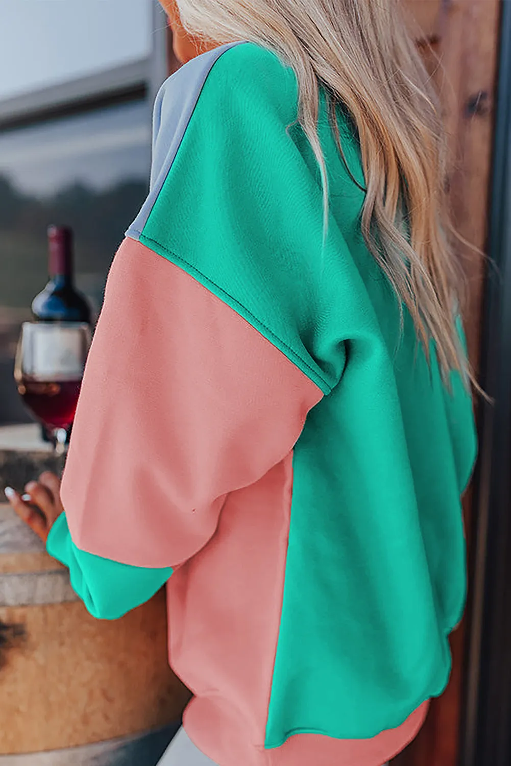 Colorblock Patchwork Drop Shoulder Sweatshirt