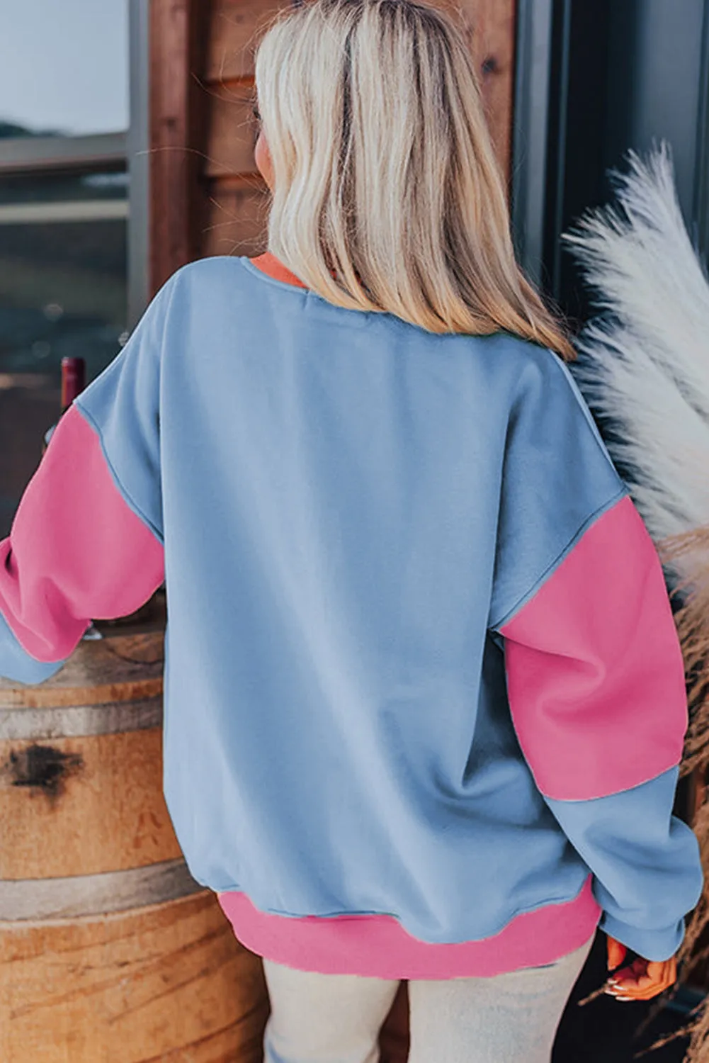 Colorblock Patchwork Drop Shoulder Sweatshirt