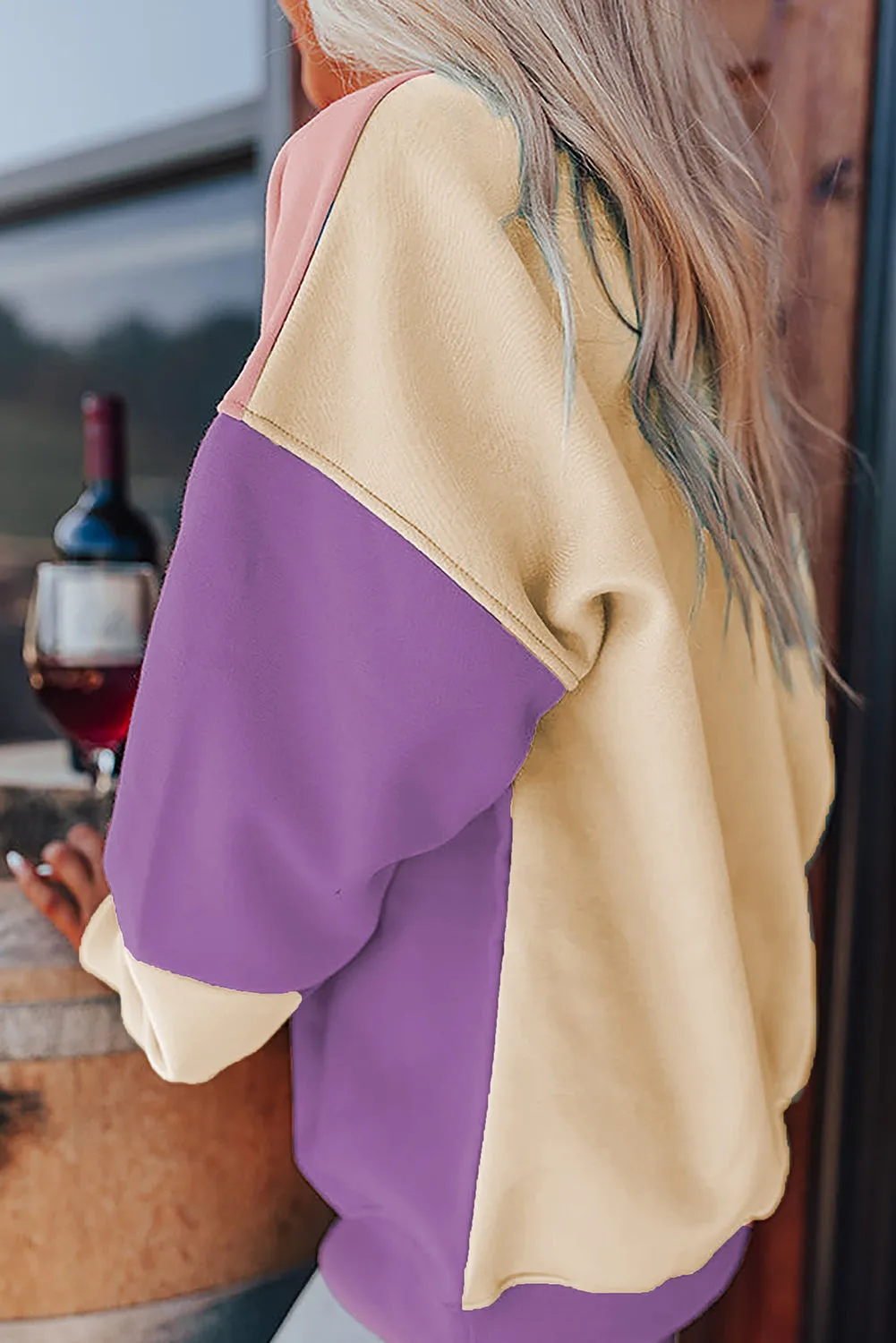 Colorblock Patchwork Drop Shoulder Sweatshirt