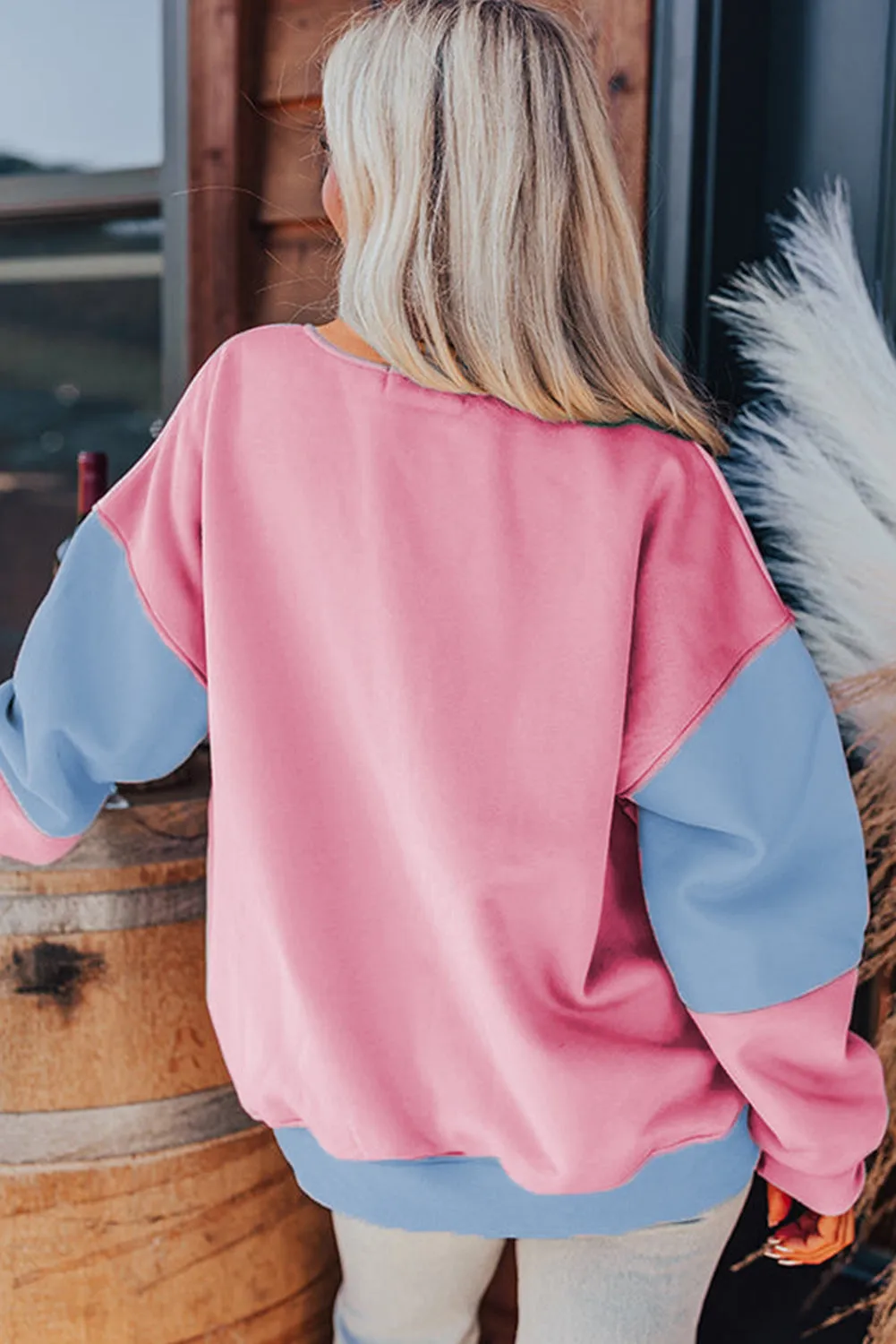 Colorblock Patchwork Drop Shoulder Sweatshirt