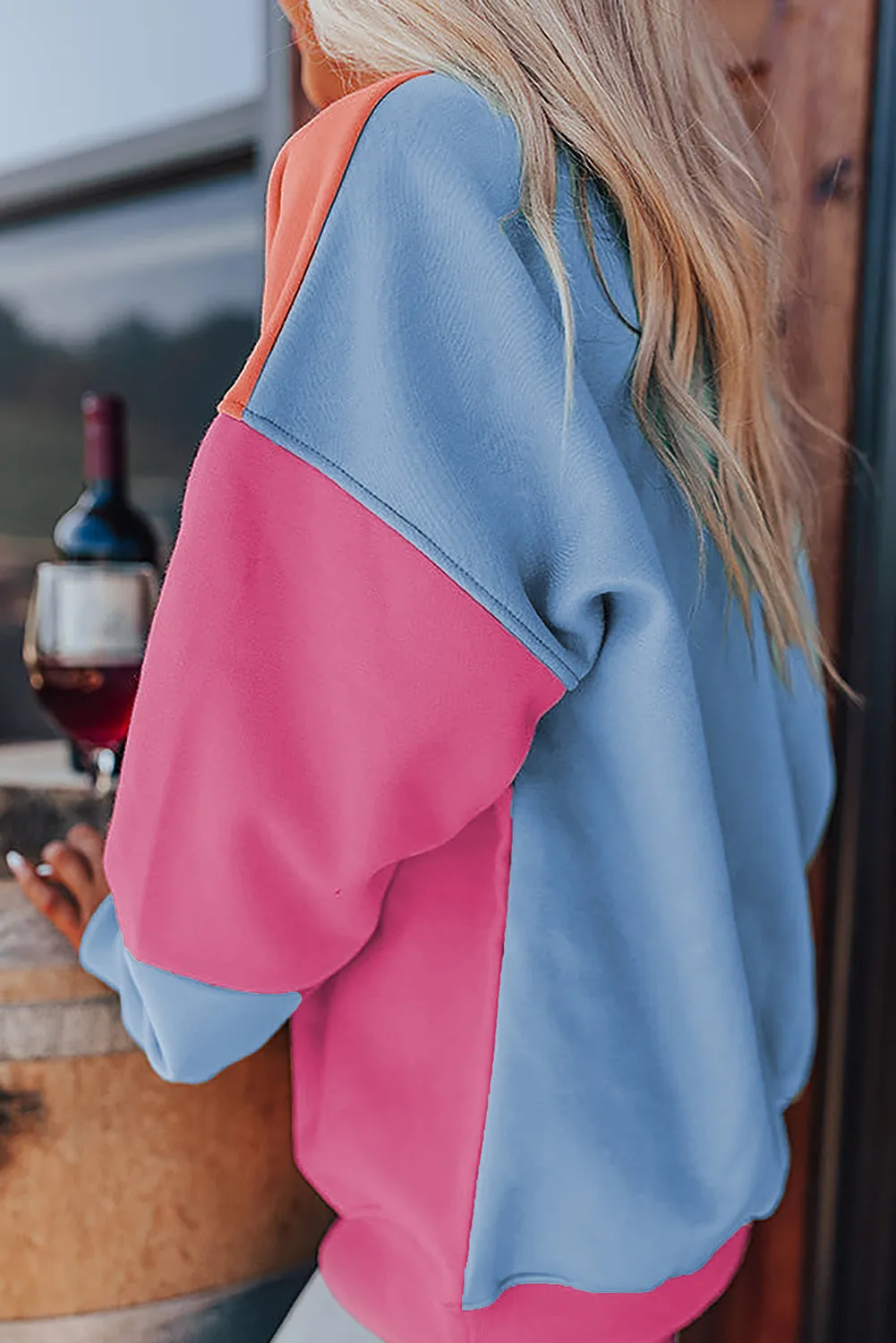 Colorblock Patchwork Drop Shoulder Sweatshirt
