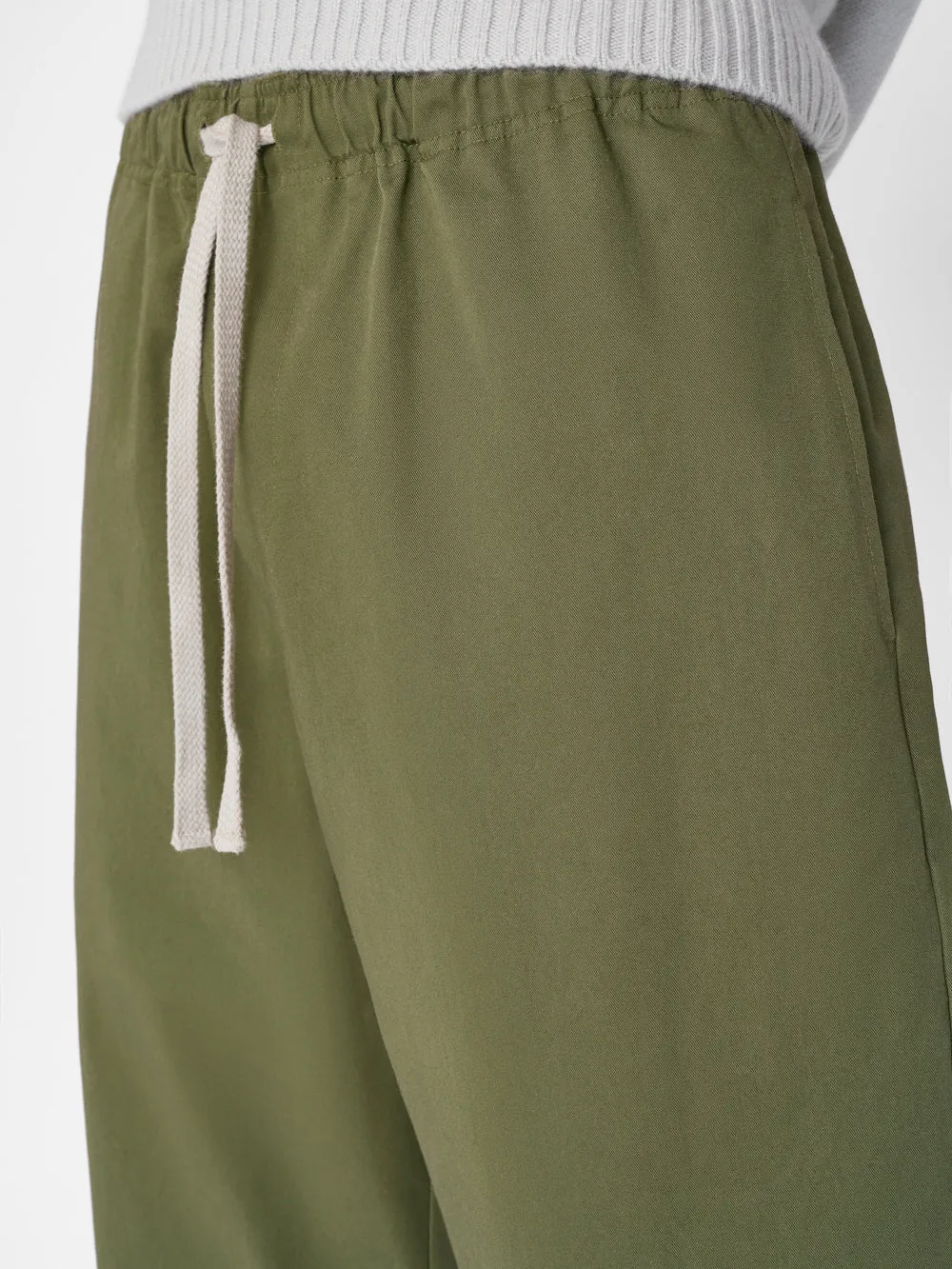 Cotton Wide Trouser -- Army Green