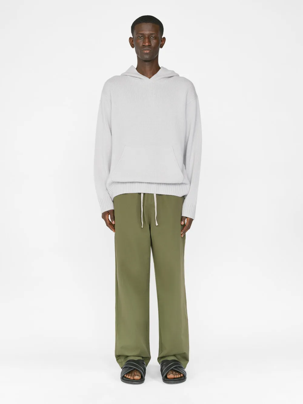 Cotton Wide Trouser -- Army Green