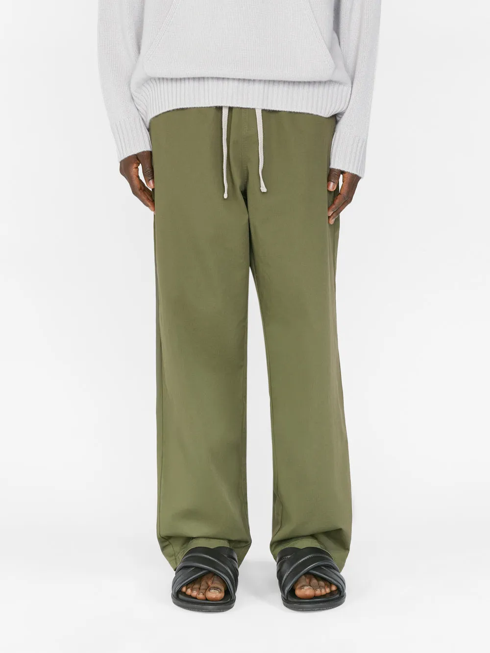 Cotton Wide Trouser -- Army Green