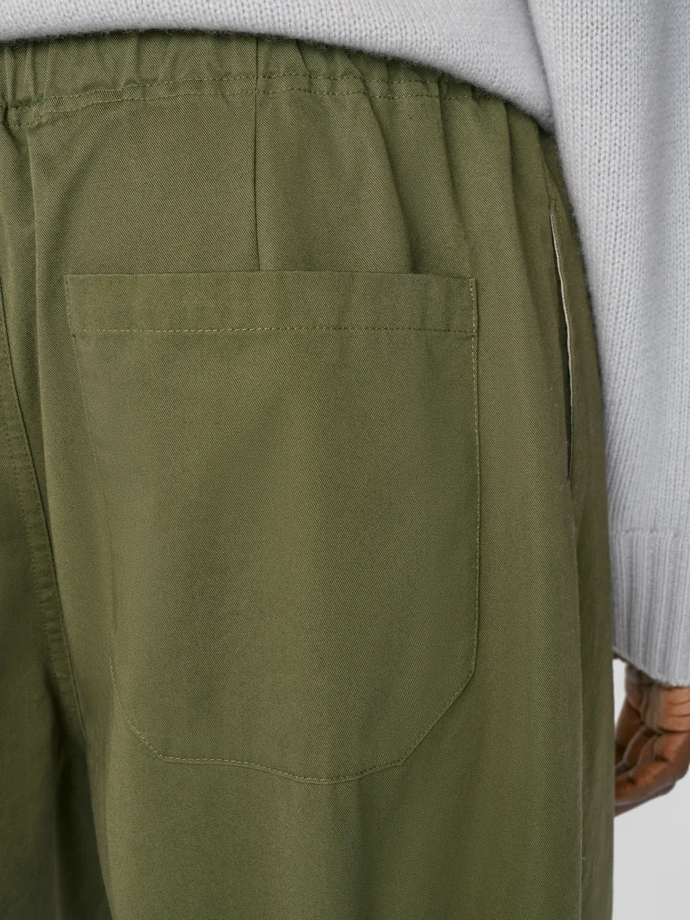 Cotton Wide Trouser -- Army Green