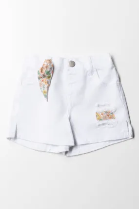 Denim Short With Hair Tie White