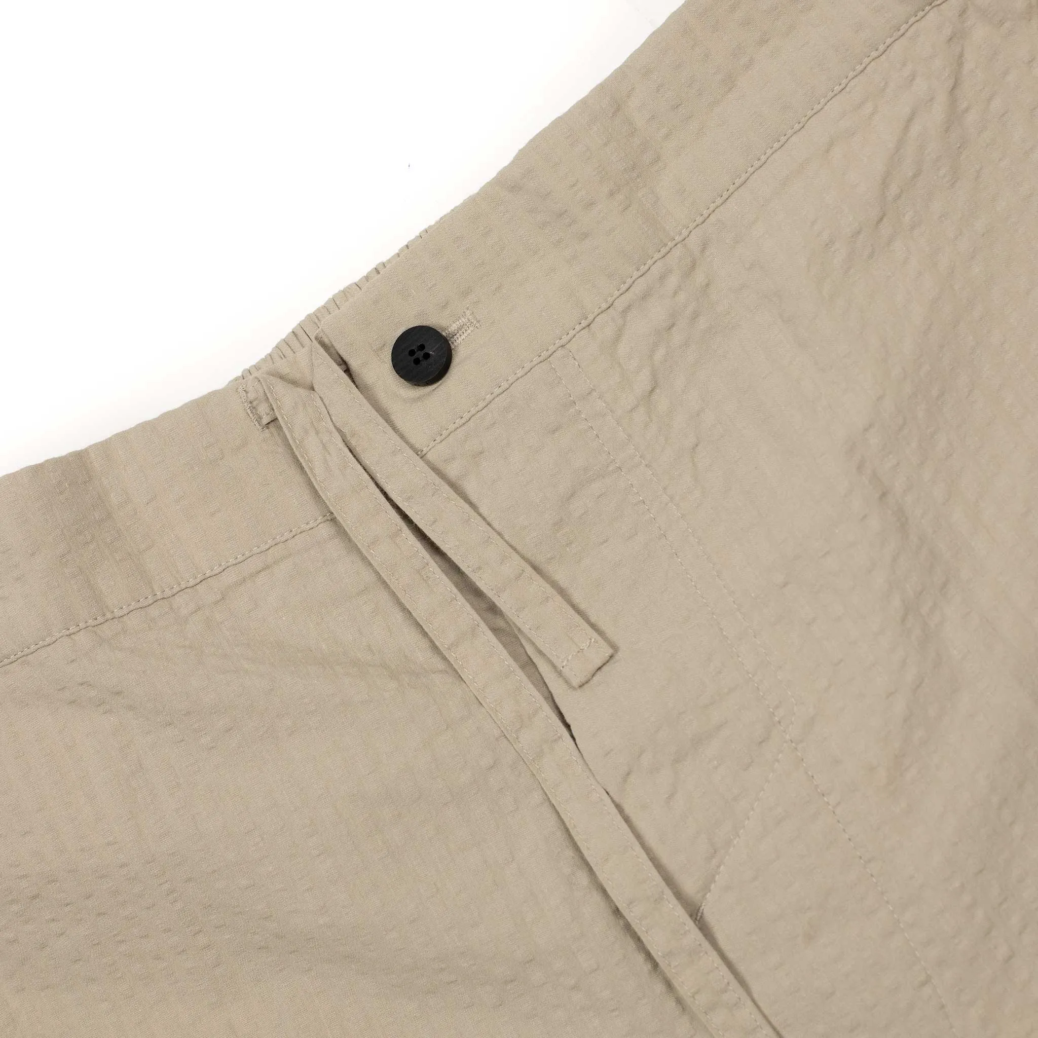 Easy drawstring pants in beige cotton seersucker