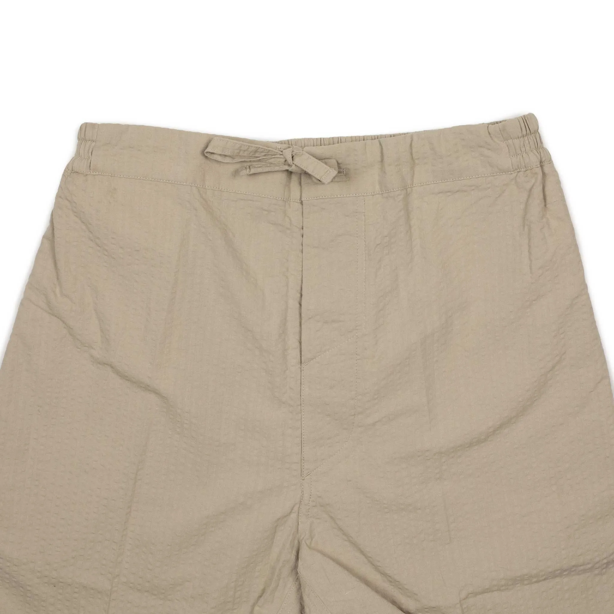 Easy drawstring pants in beige cotton seersucker