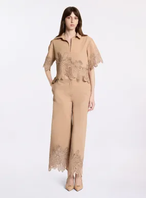 Embroidered Gabardine Pants