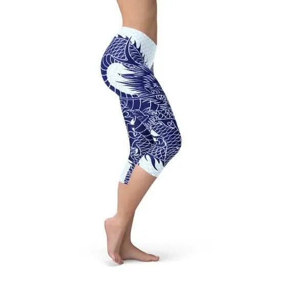 Fierce Dragon Print Women's Capri Leggings