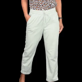 Gap Easy Pant Green Sage Straight Cropped Pull On Elastic Waist High Rise Size Small