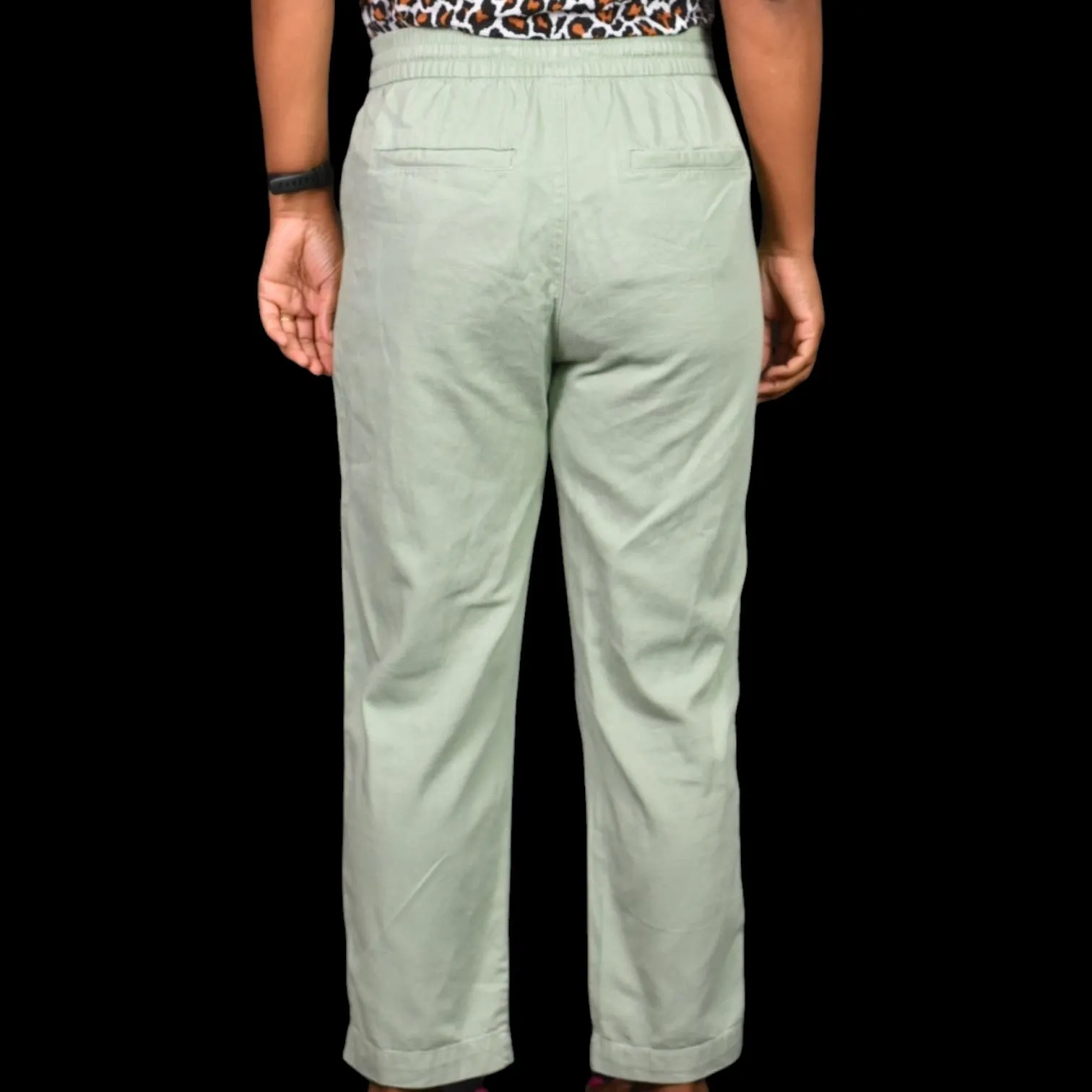 Gap Easy Pant Green Sage Straight Cropped Pull On Elastic Waist High Rise Size Small