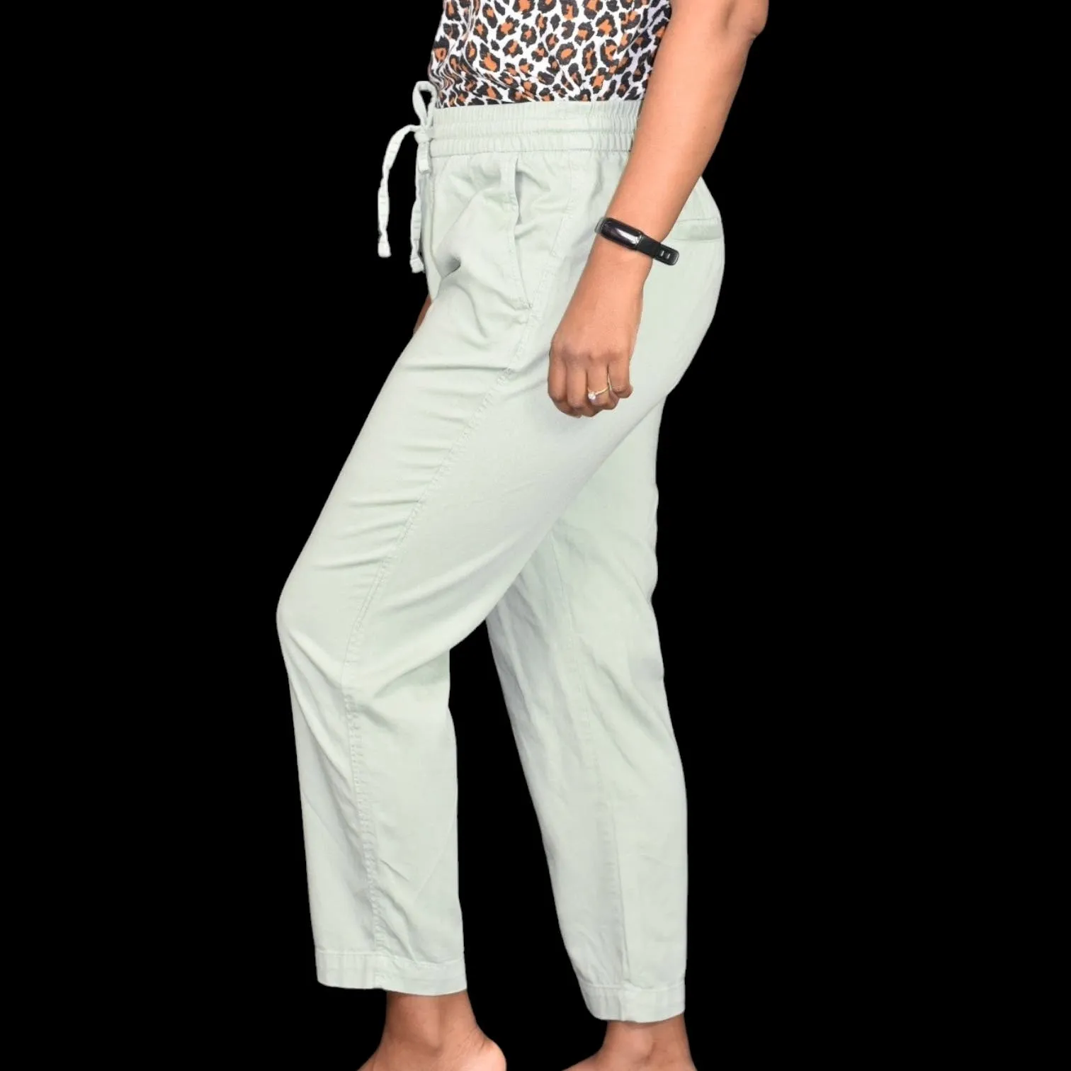 Gap Easy Pant Green Sage Straight Cropped Pull On Elastic Waist High Rise Size Small