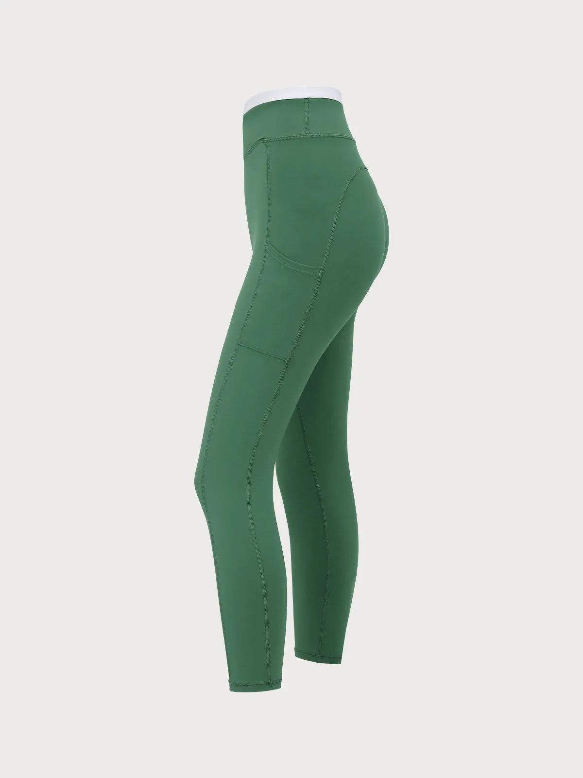 Green Natural Waisted Leggings 25”