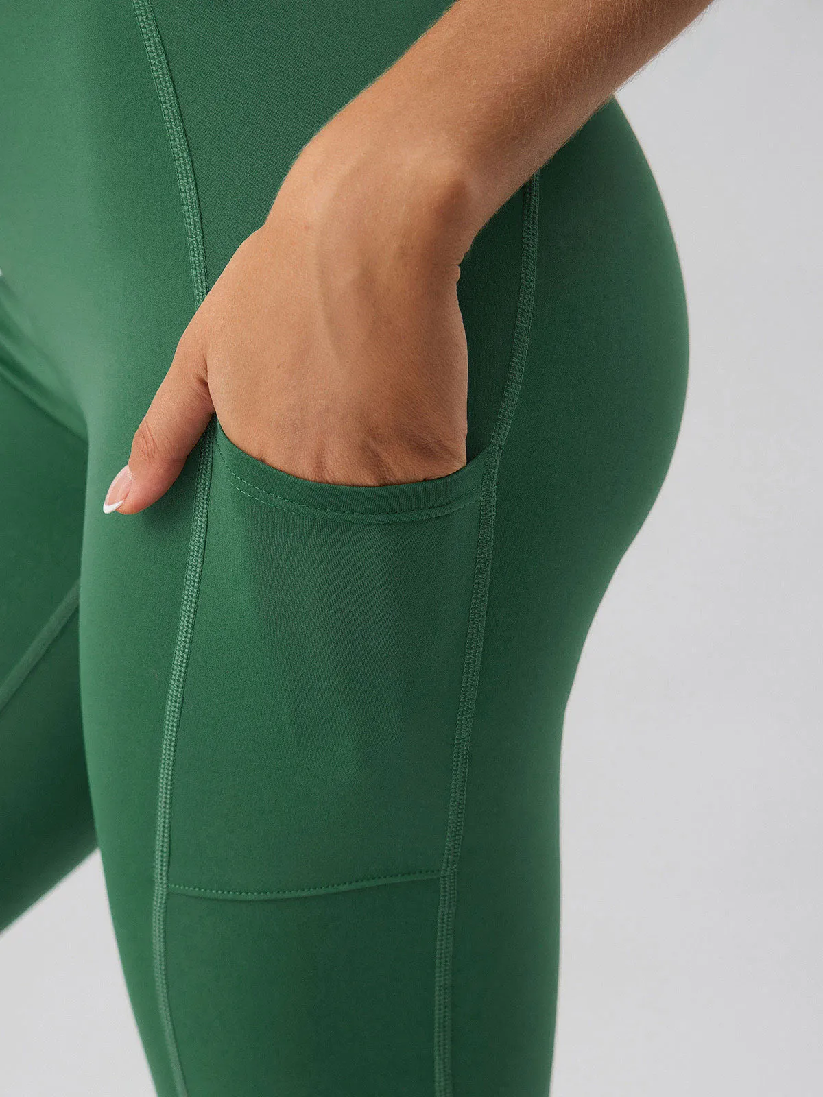 Green Natural Waisted Leggings 25”