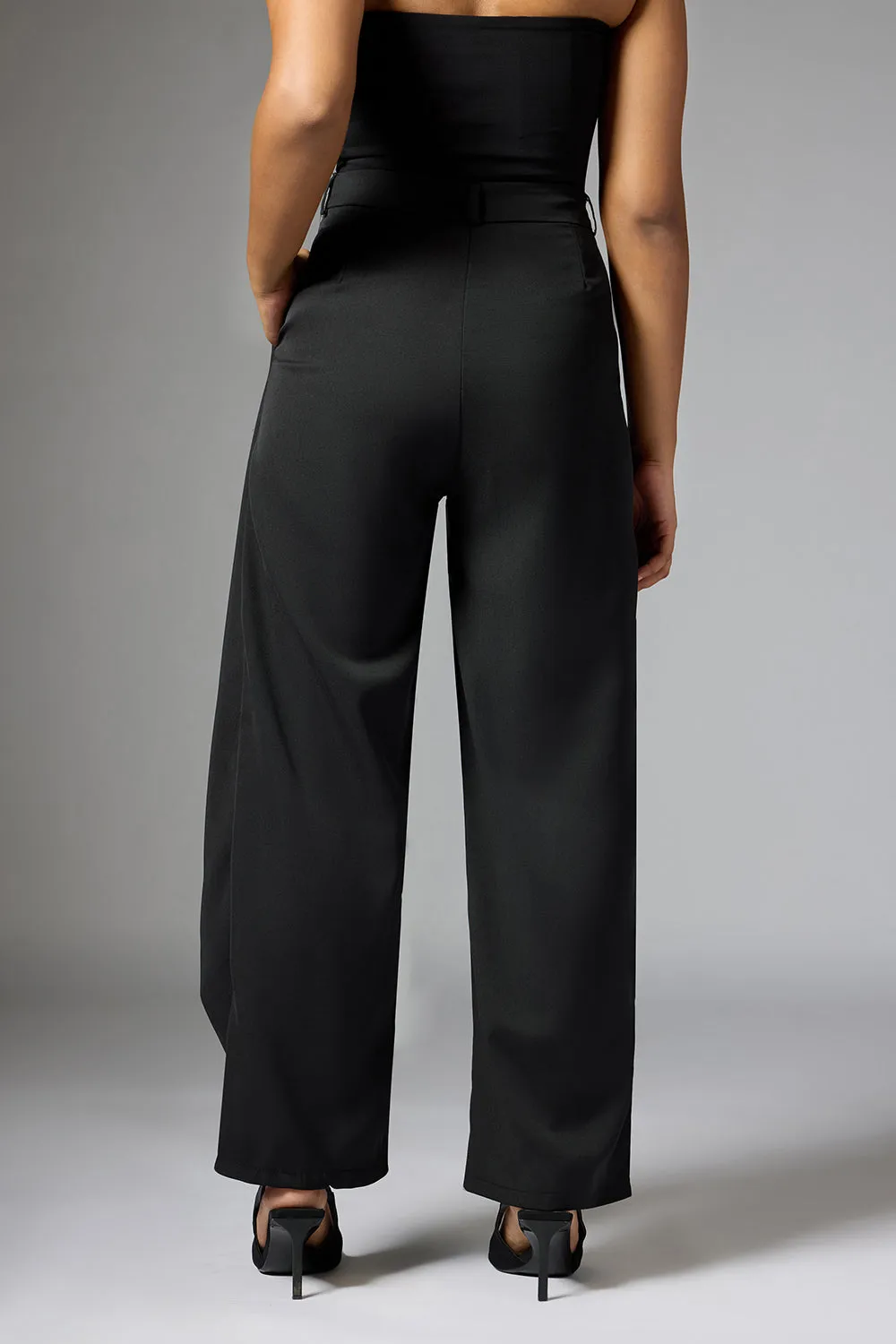 Jet Black Wrap Around Trousers