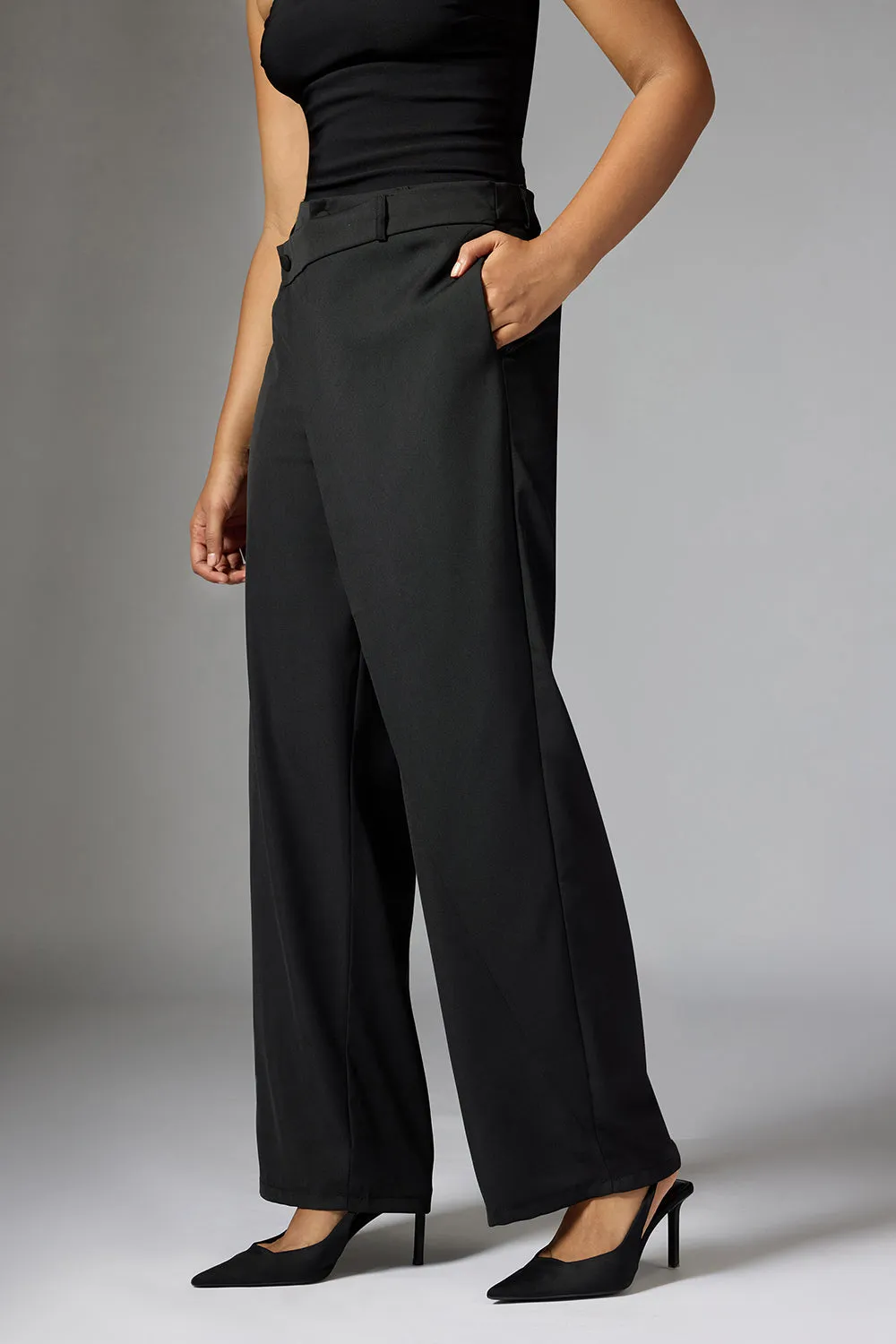 Jet Black Wrap Around Trousers