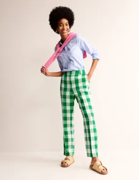 Kew Linen Trousers-Green Tambourine Gingham