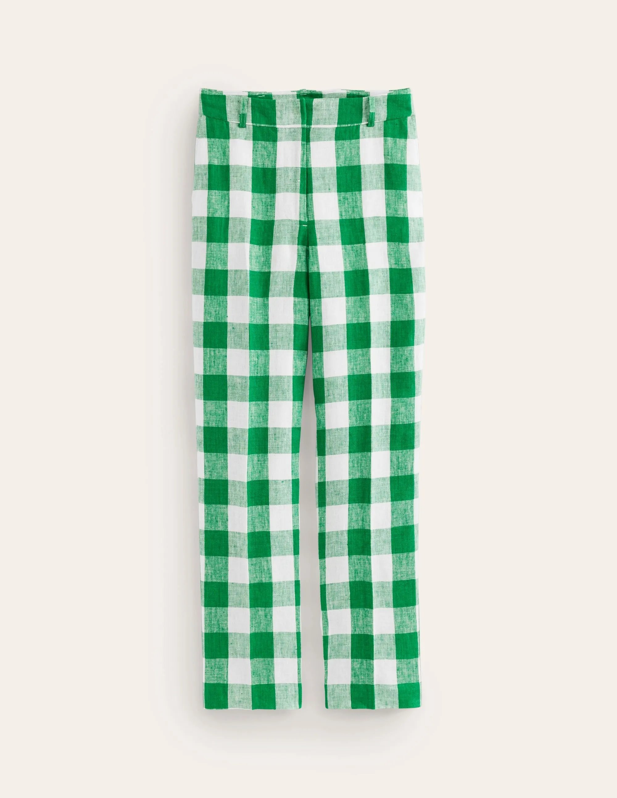 Kew Linen Trousers-Green Tambourine Gingham