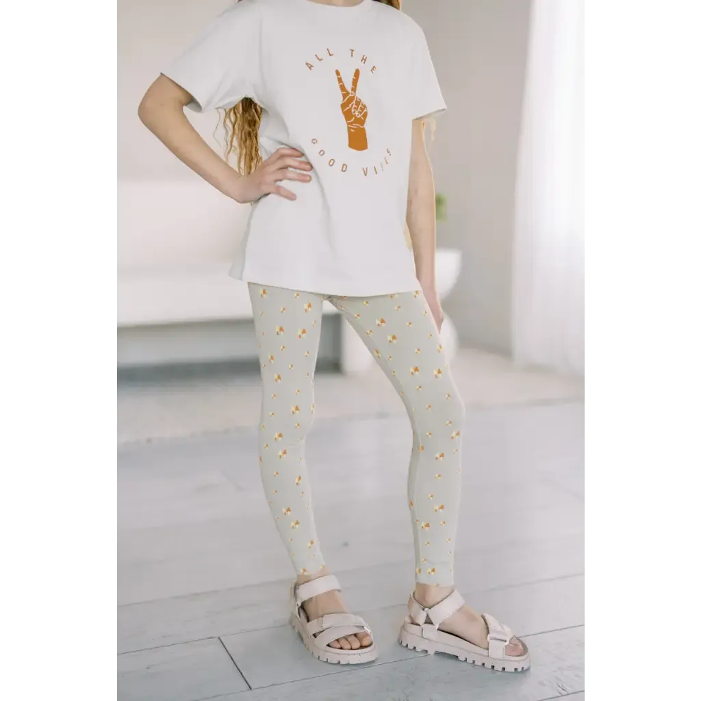 Kids Lightweight Leggings with Small Trees