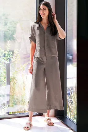 Linen Drawstring Pants, Mushroom