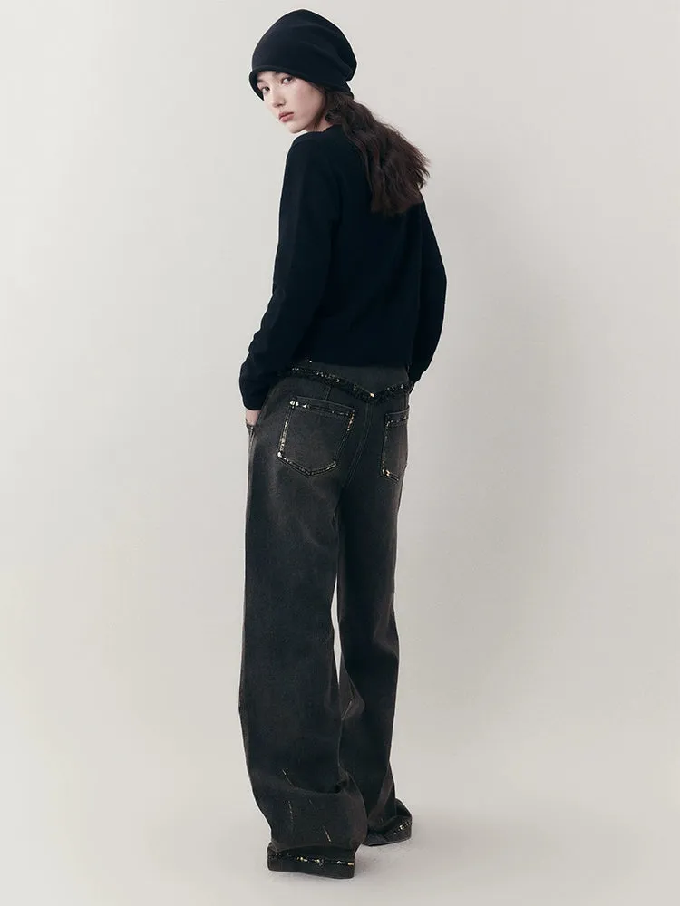 Loose straight denim pants【s0000007254】