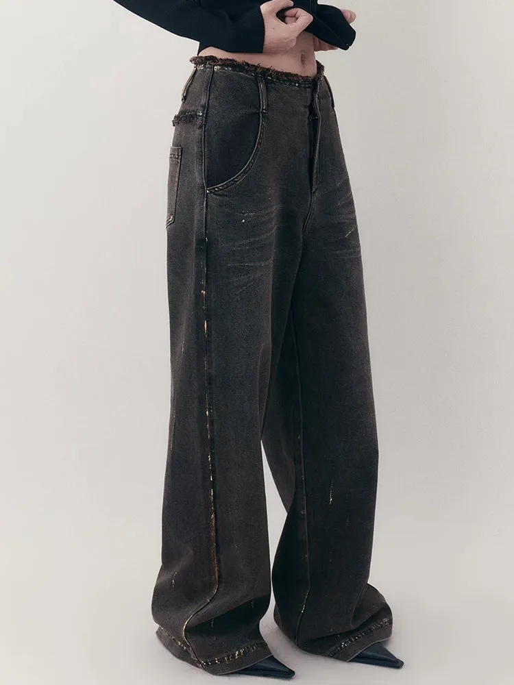 Loose straight denim pants【s0000007254】