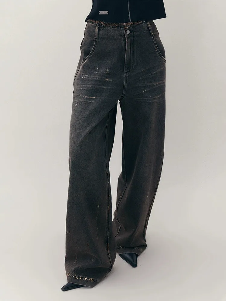 Loose straight denim pants【s0000007254】
