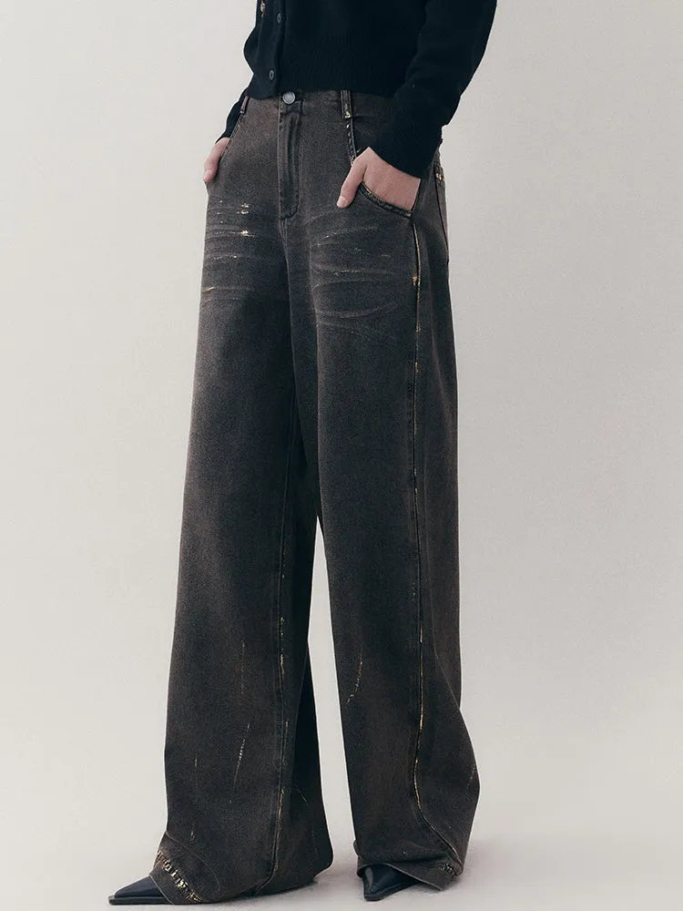 Loose straight denim pants【s0000007254】